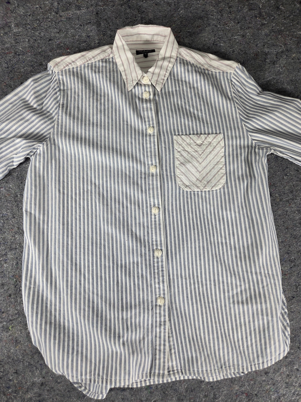 Men's Blue and White Striped Casual Button-Down Shirt